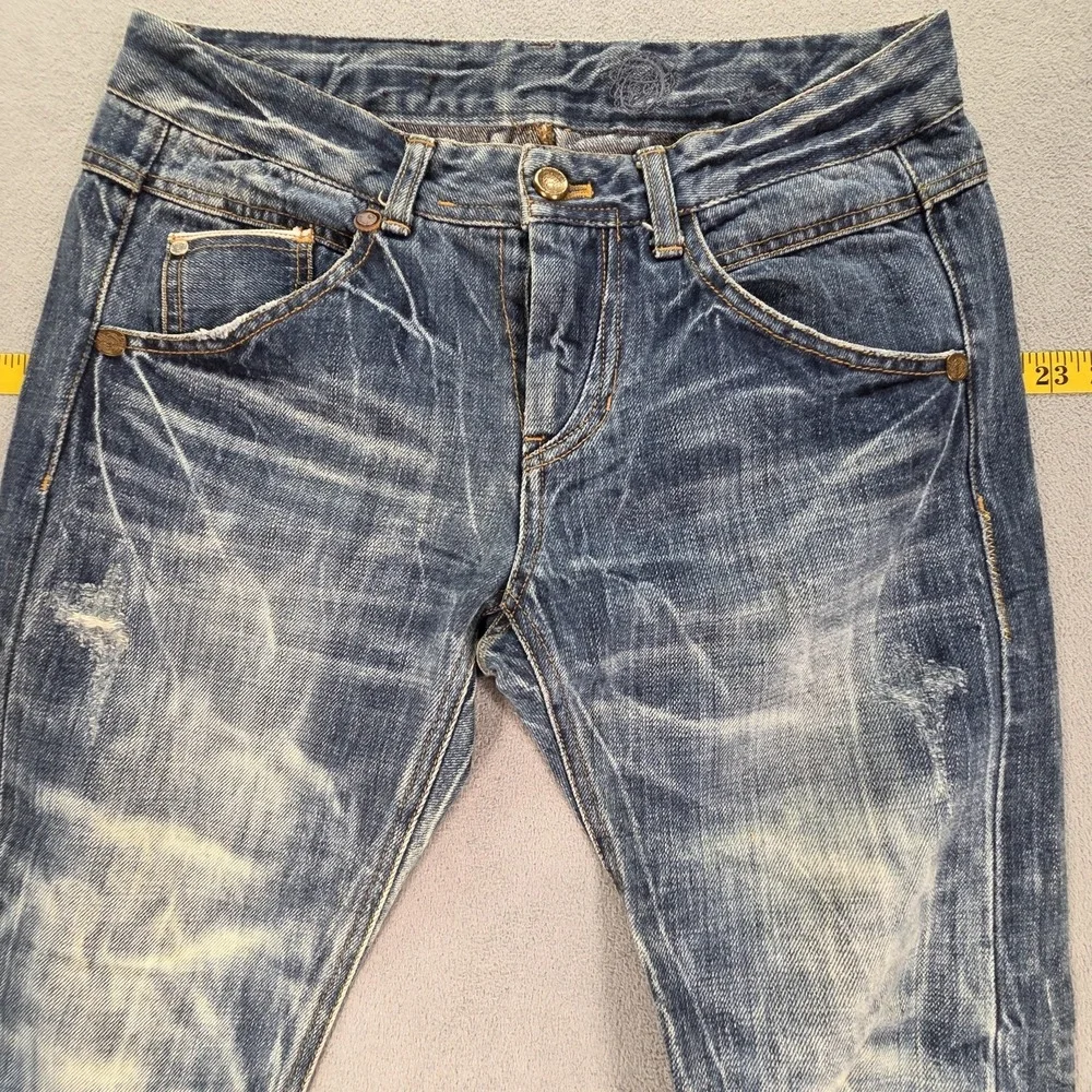 Selvedge Jeans Womens Blue Medium Wash Slim Whiskers Honeycomb Fits‎ 29x26